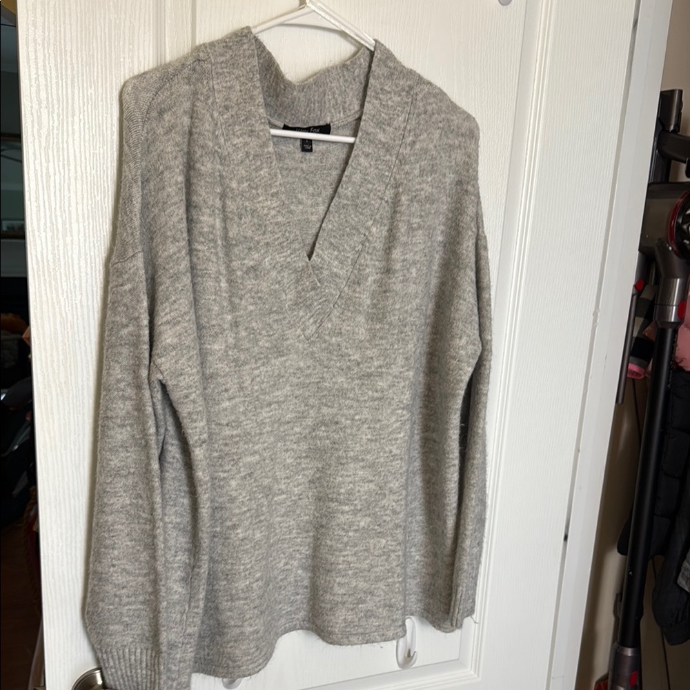 Gray V-Neck Women's Sweater